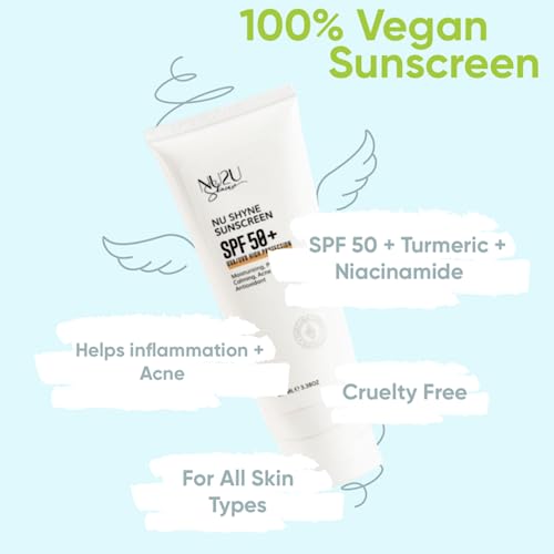 NU2U Skincare NU Shyne Sunscreen | Broad Spectrum SPF 50+ Face Sunscreen | Reef Friendly for Sensitive Skin | 3.38 Oz