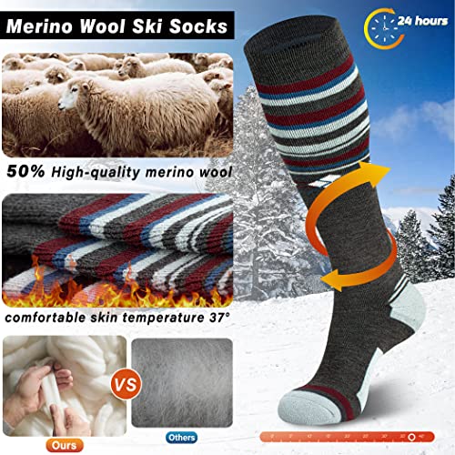 Ski Socks Merino Wool Thermal Knee High Winter Snowboard Sport Socks Men Women