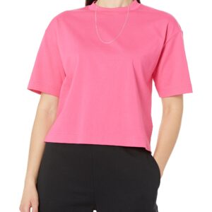 Amazon Essentials Women's Organic Cotton Drop Shoulder Relaxed Boxy Short-Sleeve T-Shirt (Available in Plus Size), Neon Pink, X-Large