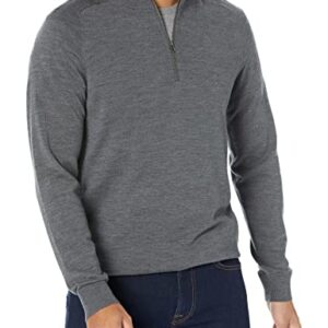 Amazon Aware Men's Regular-Fit Merino Wool Half-Zip Sweater (Available in Tall), Charcoal Heather, Large