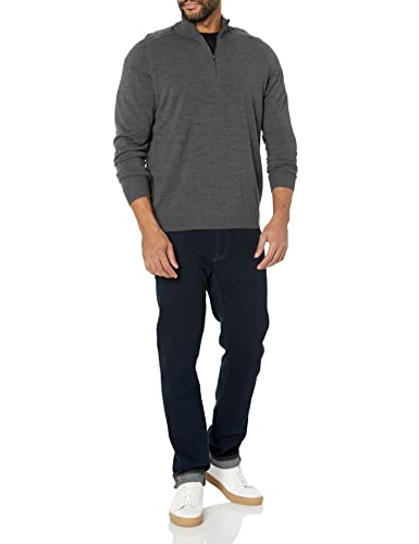 Amazon Aware Men's Regular-Fit Merino Wool Half-Zip Sweater (Available in Tall), Charcoal Heather, Large