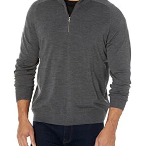 Amazon Aware Men's Regular-Fit Merino Wool Half-Zip Sweater (Available in Tall), Charcoal Heather, Large