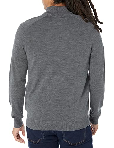 Amazon Aware Men's Regular-Fit Merino Wool Half-Zip Sweater (Available in Tall), Charcoal Heather, Large