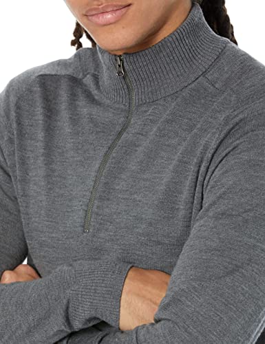 Amazon Aware Men's Regular-Fit Merino Wool Half-Zip Sweater (Available in Tall), Charcoal Heather, Large