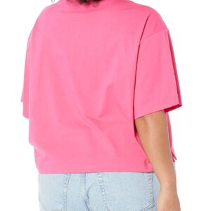 Amazon Essentials Women's Organic Cotton Drop Shoulder Relaxed Boxy Short-Sleeve T-Shirt (Available in Plus Size), Neon Pink, X-Large