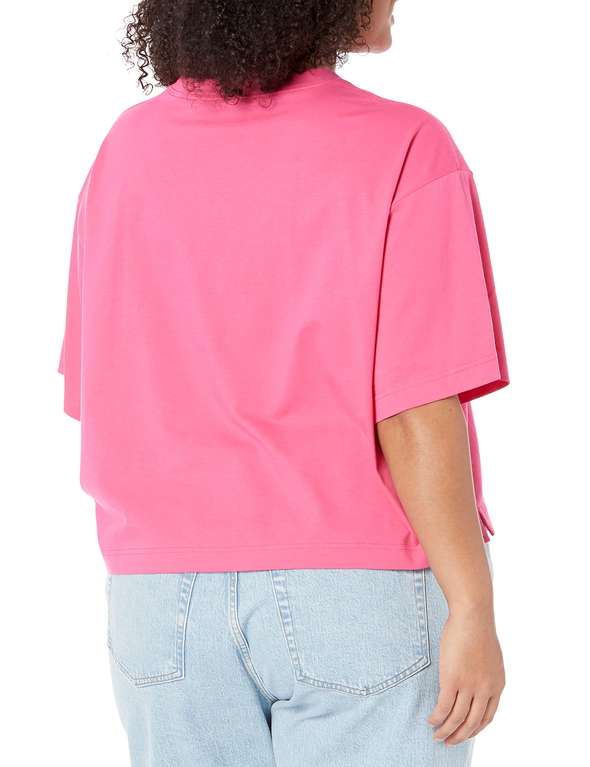 Amazon Essentials Women's Organic Cotton Drop Shoulder Relaxed Boxy Short-Sleeve T-Shirt (Available in Plus Size), Neon Pink, X-Large