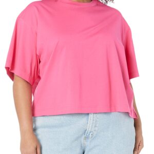 Amazon Essentials Women's Organic Cotton Drop Shoulder Relaxed Boxy Short-Sleeve T-Shirt (Available in Plus Size), Neon Pink, X-Large