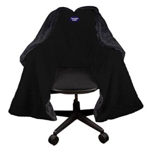 cozy chair blanket by snuggle back; chair blanket wrap attaches to any office chair for convenient warmth and heat. stay warm in the winter or summer. faux fur with fluffy sherpa (black)