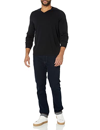 Amazon Aware Men's Regular-Fit Merino Wool V-Neck Sweater (Available in Tall), Black, X-Large