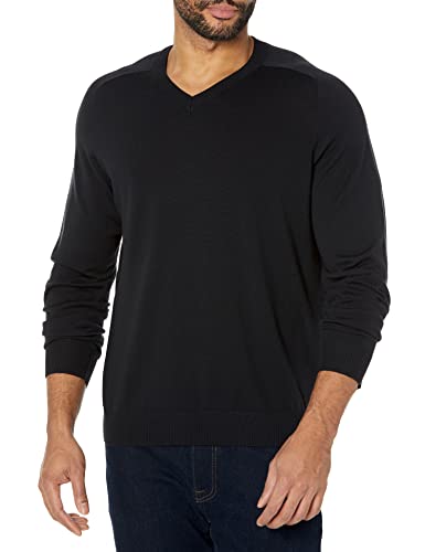 Amazon Aware Men's Regular-Fit Merino Wool V-Neck Sweater (Available in Tall), Black, X-Large