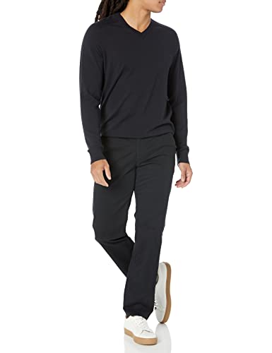 Amazon Aware Men's Regular-Fit Merino Wool V-Neck Sweater (Available in Tall), Black, X-Large