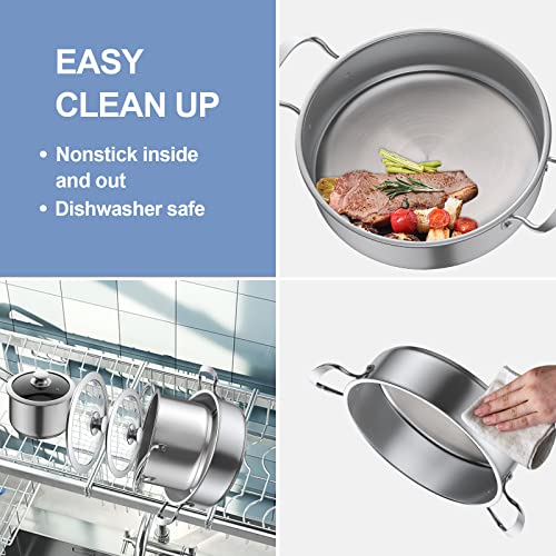 Stainless Steel pots and pans set, 6 Piece Nonstick Kitchen Induction Cookware Set,Works with Induction/Electric and Gas Cooktops, Nonstick, Dishwasher