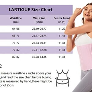 LARTIGUE Latex Waist Trainer for Women 25 Steel Boned 3 Hook Hourglass Body Shaper Corsets Cincher,Pink S