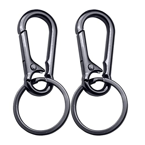 2Pieces Key Ring Keychain keyclips for Keychains, Key Chain Rings Carabiner Heavy Duty with Metal for Men Women(Black)