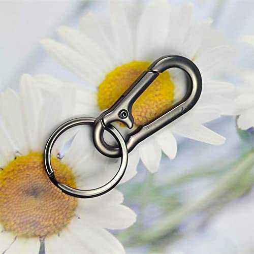 2Pieces Key Ring Keychain keyclips for Keychains, Key Chain Rings Carabiner Heavy Duty with Metal for Men Women(Black)