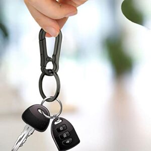 2Pieces Key Ring Keychain keyclips for Keychains, Key Chain Rings Carabiner Heavy Duty with Metal for Men Women(Black)