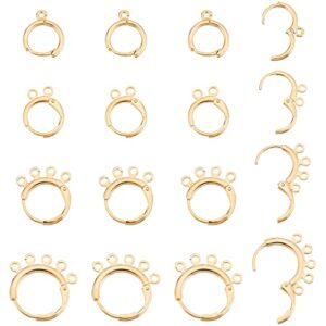 superfindings 40pcs 4 styles brass leverback earring findings brass huggie hoop earrings real 24k gold plated earring hooks for jewelry making crafting hole: 1~1.5mm pin: 0.5~1mm