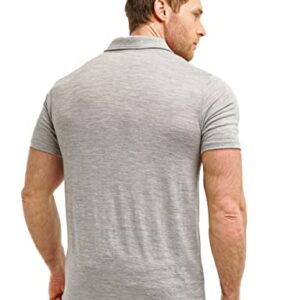 Merino Wool Polo Shirt Men - Anti-Odor 100% Merino Wool Shirts for Men Short Sleeve Breathable (Medium, Heathered Grey Polo)