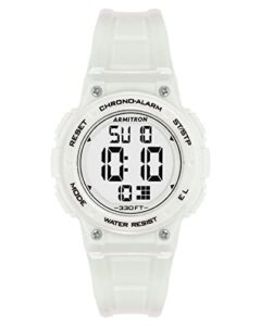 armitron sport women's digital chronograph resin strap watch, white (45/7086pwt)