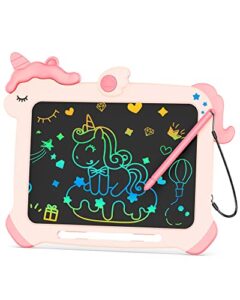 bravokids lcd writing tablet for kids, 8.5 inch toddler doodle board drawing tablet, educational and learning toys unicorn toys, christmas birthday gifts for 3 4 5 6 7 year old girls boys (pink)