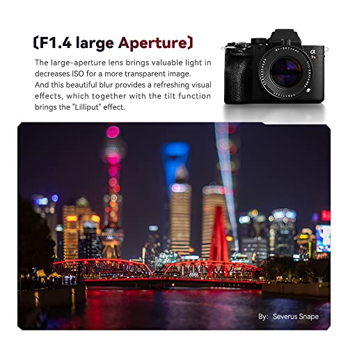 TTartisan 50mm F1.4 Tilt Lens, Compatible with Full-Frame Sony E-Mount Mirrorless Cameras Alpha a7 a7II a7III a7R a7RII a7RIII a7RIV a7S a7SII a9 a7C