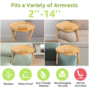 SINWANT Sofa Arm Clip on Tray Table,Bamboo Sofa Armrest Tray with 360° Rotating Phone Holder,Couch Arm Table Tray for Arm, Sofa Tables for Drinks Eating Snacks Table