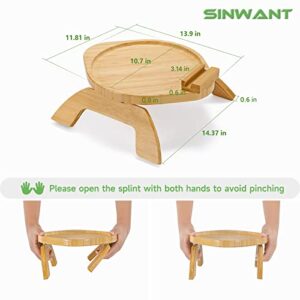 SINWANT Sofa Arm Clip on Tray Table,Bamboo Sofa Armrest Tray with 360° Rotating Phone Holder,Couch Arm Table Tray for Arm, Sofa Tables for Drinks Eating Snacks Table