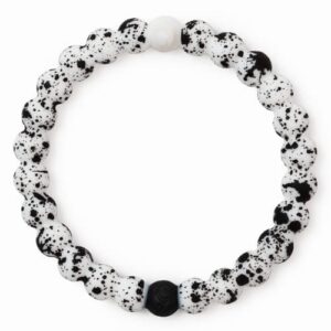 lokai silicone beaded bracelet for women & men, white splatter - medium, 6.5 inch circumference - silicone jewelry fashion bracelet slides on for comfortable fit