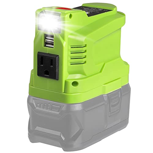 Portable Power Inverter for RYOBI 18V Battery, 150W Inverters Generator Power Source for Ryobi 18V Li-ion Battery w/ 2 USB&LED Light&AC Outlet, DC 18V to AC 110~120V Modified Sine Wave Power Inverter