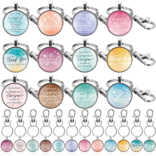 Roowest 36 Pcs Inspirational Thank You Keychains Gifts Motivational Quotes Key Chain for Employee Coworker Women Students Friendship Gifts