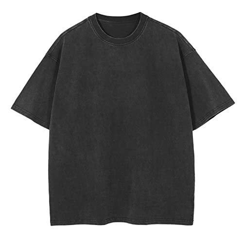 Aelfric Eden Mens Oversized Shirts Washed Loose Tee Solid Crewneck Summer Casual Tops