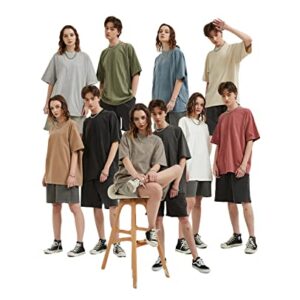 Aelfric Eden Mens Oversized Shirts Washed Loose Tee Solid Crewneck Summer Casual Tops