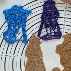 Set of 4 Ninja Turtle Raphael, Leonardo, Donatello & Michelangelo 6” Cookie Cutters and Molds Produced by 3D Kitchen Art