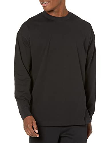 Amazon Essentials Men's 100% Organic Cotton Oversized-Fit Long-Sleeve T-Shirt, Black, Large