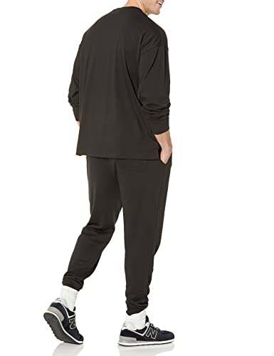 Amazon Essentials Men's 100% Organic Cotton Oversized-Fit Long-Sleeve T-Shirt, Black, Large