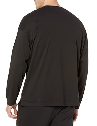 Amazon Essentials Men's 100% Organic Cotton Oversized-Fit Long-Sleeve T-Shirt, Black, Large