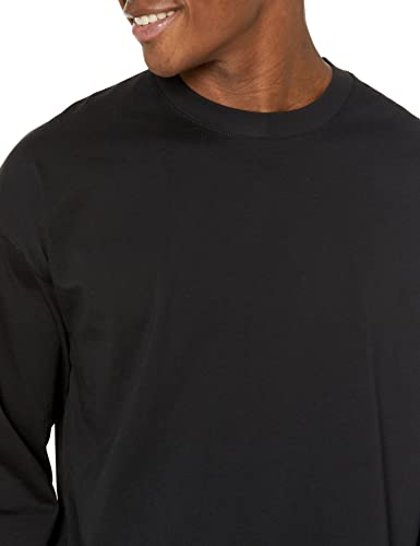 Amazon Essentials Men's 100% Organic Cotton Oversized-Fit Long-Sleeve T-Shirt, Black, Large