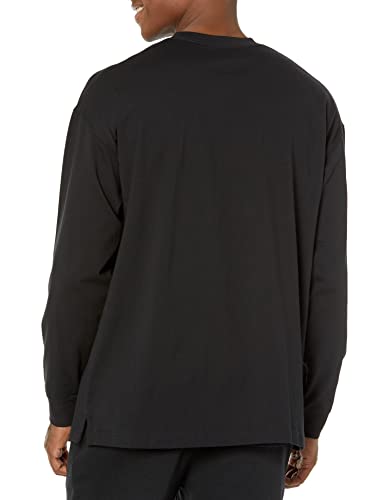 Amazon Essentials Men's 100% Organic Cotton Oversized-Fit Long-Sleeve T-Shirt, Black, Large