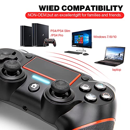 VidPPluing Wireless Controller for PS4/Pro/Slim Consoles, Game Remote Controller with 6-Axis Motion Sensor/Audio Function/Charging Cable-Red