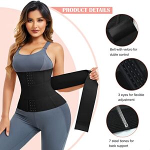 LANCS 2 in 1 Waist Trainer for Women Lower Belly Fat Waist Cincher Corset Shapewear Waist Trimmer Postpartum Belly Wrap (Black, Large)