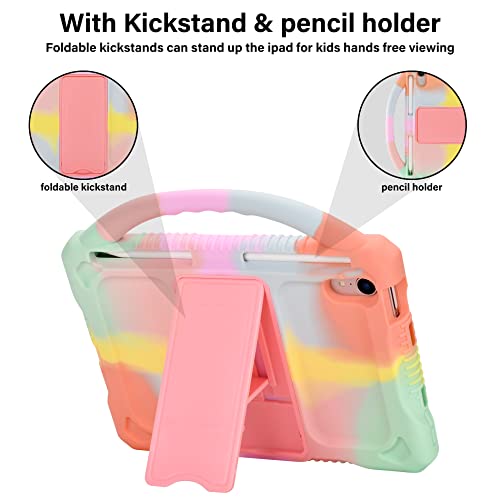 Adocham iPad Mini 6 Case for Kids Girls Boys 8.3 Inch 2021,Durable Shockproof Child Protective Cover iPad Mini 6th Generation Case with Handle Stand(Rainbow)