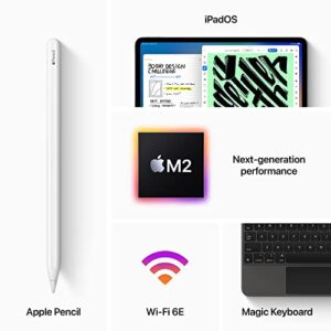 Apple iPad Pro 12.9-inch (6th Generation): with M2 chip, Liquid Retina XDR Display, 256GB, Wi-Fi 6E, 12MP front/12MP and 10MP Back Cameras, Face ID, All-Day Battery Life – Silver