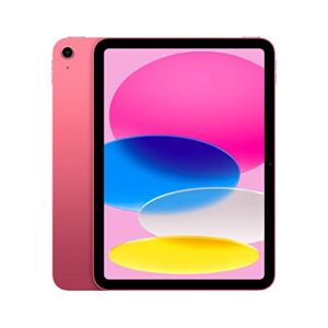 apple ipad (10th generation): with a14 bionic chip, 10.9-inch liquid retina display, 64gb, wi-fi 6, 12mp front/12mp back camera, touch id, all-day battery life – pink