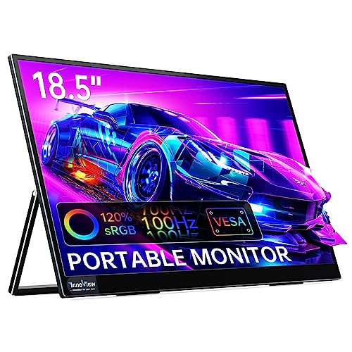 InnoView Portable Monitor 18.5 inch 100HZ 120% sRGB, 1080P FHD IPS Large Portable Monitor for Laptop USB C HDMI HDR Travel Monitor with Kickstand for Mac PC Xbox PS4/5 Switch Laptop Monitor