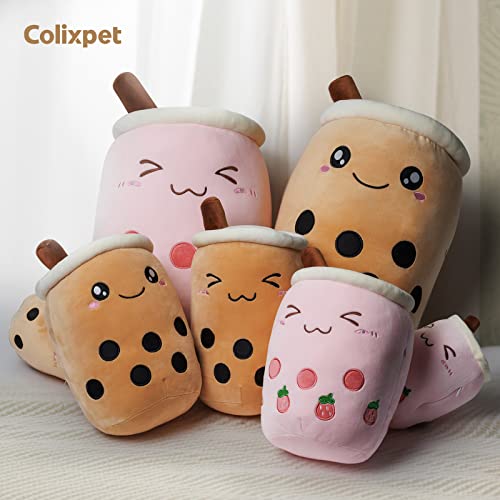 Cute Boba Stuffed Plush Kawaii Bubble Tea Plush Soft Pillow Cartoon Milk Tea Cup Pillow Food Plushie Hugging Plush Toys Christmas Birthday Gifts for Boys Girls Pink 9.5 inch