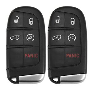 x autohaux 2pcs 433mhz m3n40821302 replacement keyless entry remote car key fob for jeep grand cherokee 2014-2020 5 buttons with door key 46 chip