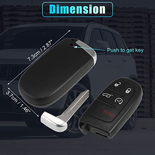 X AUTOHAUX 2pcs 433MHz M3N40821302 Replacement Keyless Entry Remote Car Key Fob for Jeep Grand Cherokee 2014-2020 5 Buttons with Door Key 46 Chip