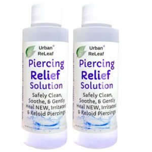 urban releaf 8 oz. set piercing relief solution ! aftercare sea salt help for keloid, bump, irritated & new. made in usa. clean soothe heal natural
