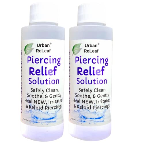 Urban ReLeaf 8 oz. Set Piercing Relief Solution ! Aftercare Sea Salt Help for Keloid, Bump, Irritated & New. Made in USA. Clean Soothe Heal Natural