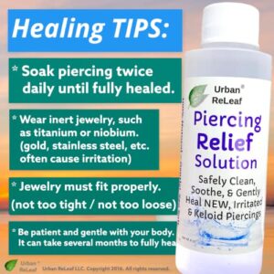Urban ReLeaf 8 oz. Set Piercing Relief Solution ! Aftercare Sea Salt Help for Keloid, Bump, Irritated & New. Made in USA. Clean Soothe Heal Natural